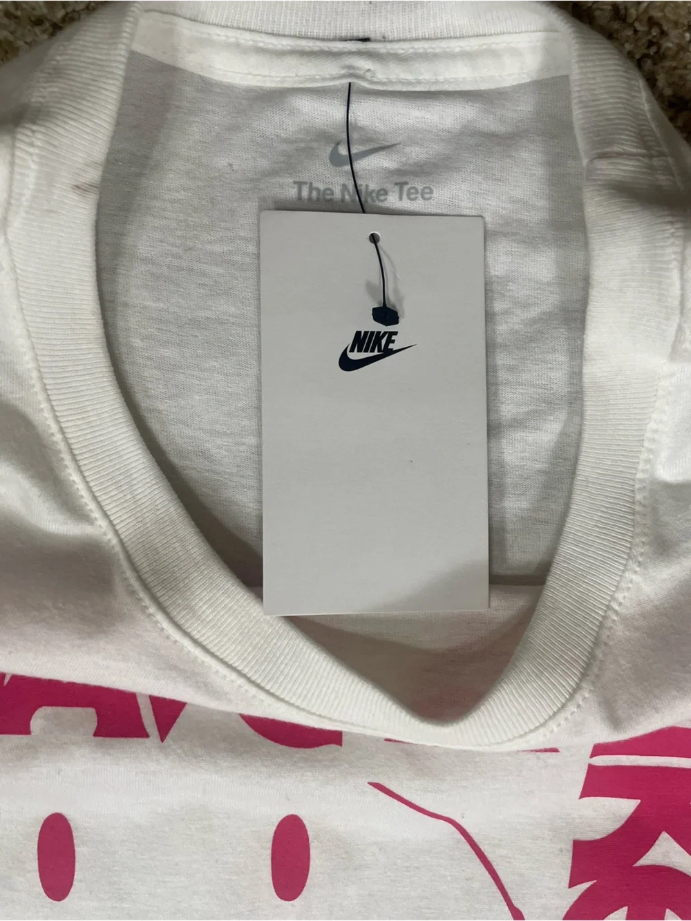 Nike White Tee with Pink 'Have A Nike Day' Smiley Graphic (I) NWT